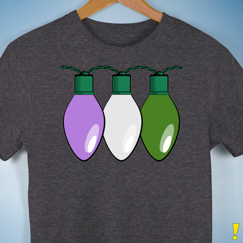 Genderqueer Pride Christmas Lights Premium Unisex T-Shirt - Dark Grey Heather